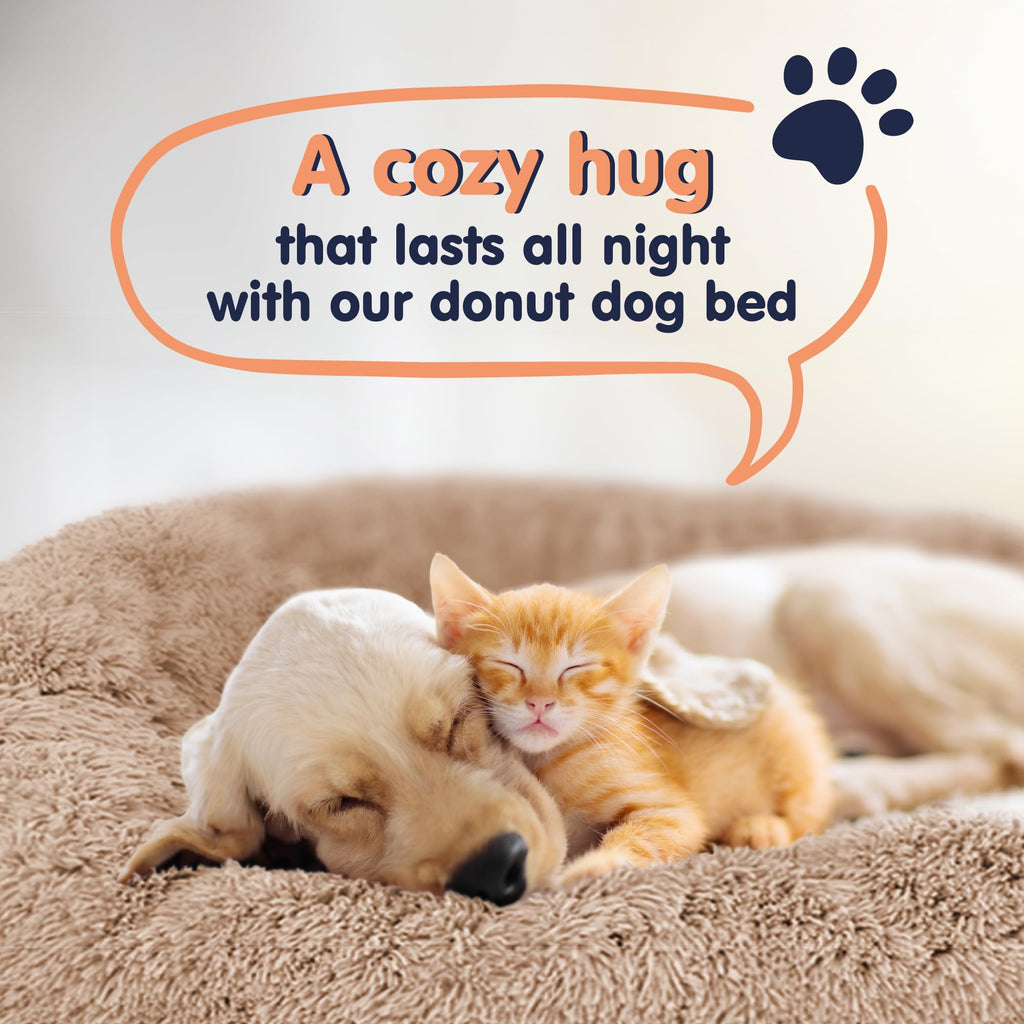 Petloox Donut Dog Bed Premium Comfort Anxiety Relief Size M Camel