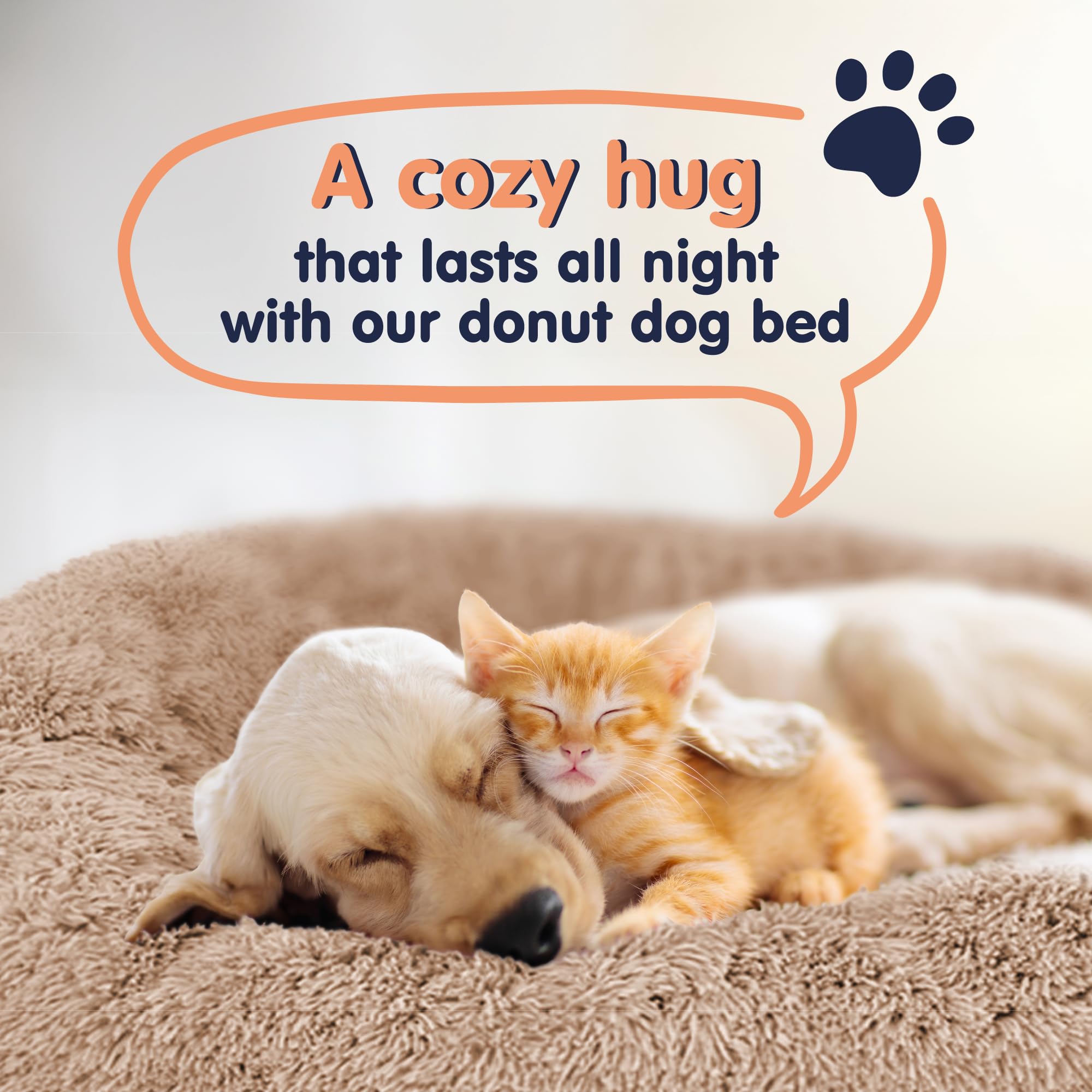 Petloox Donut Dog Bed Premium Comfort Anxiety Relief Size M Camel