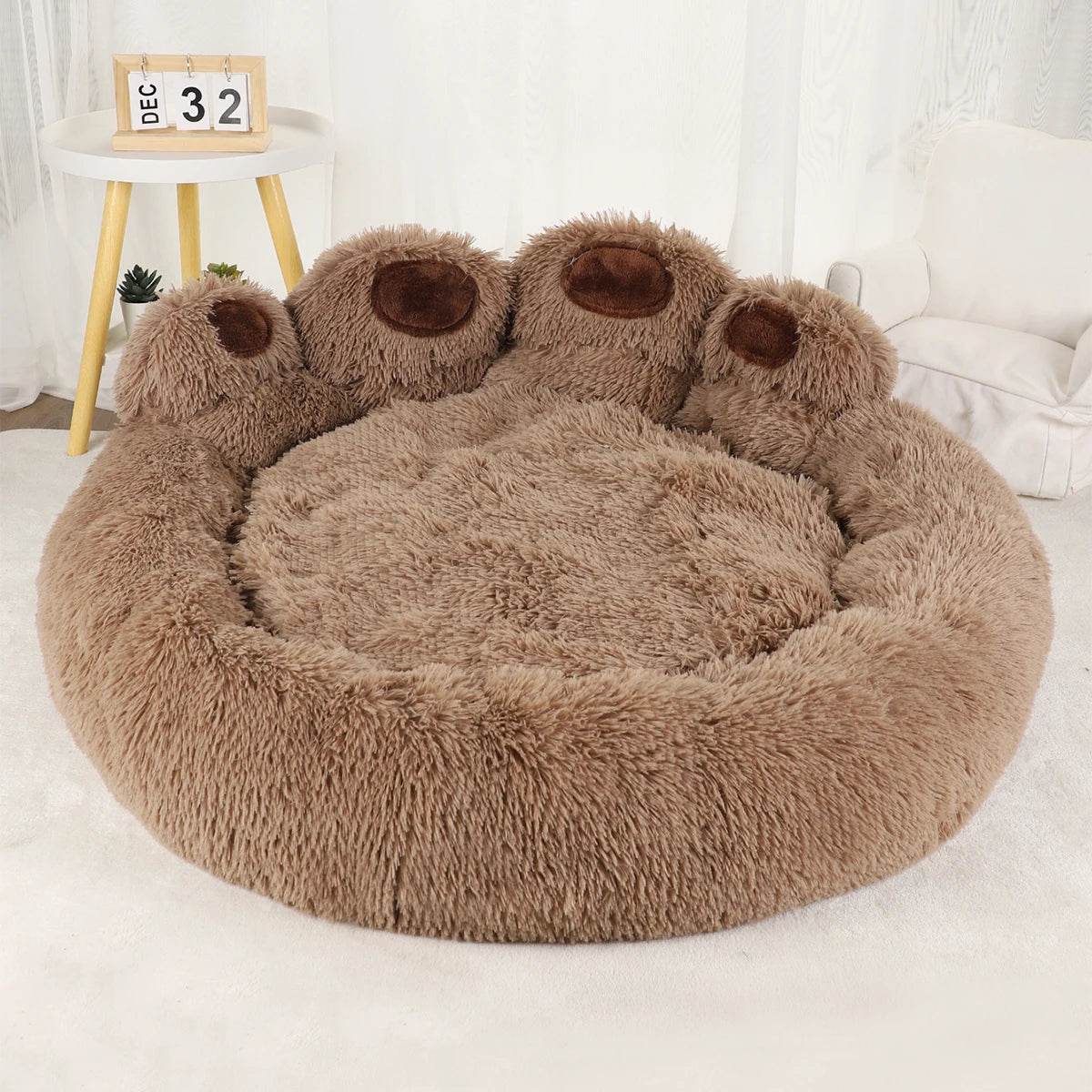 Big Paw Plush Pet Sofa Bed – Washable Dog & Cat Bed with Calming Raised Edges (Small to XL)